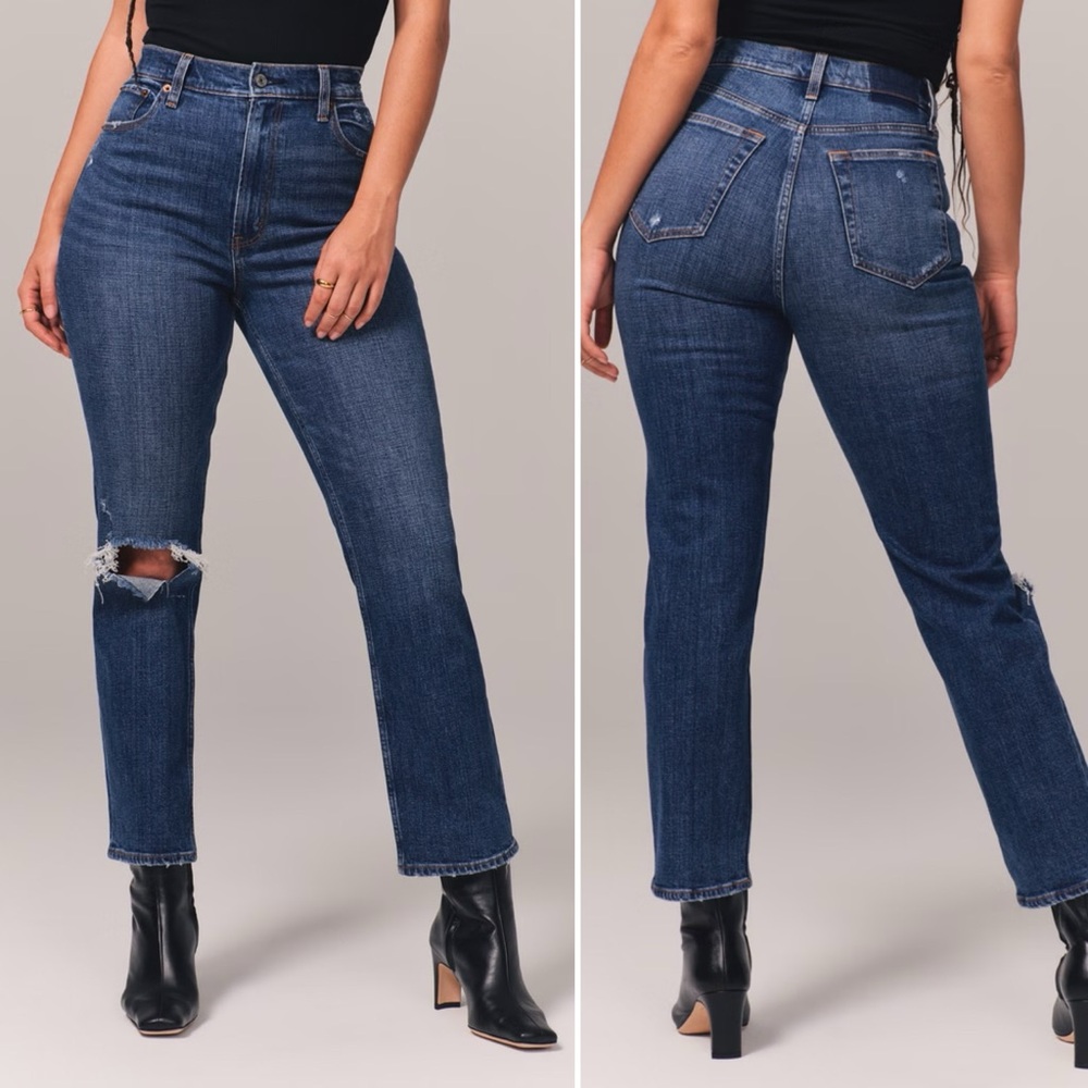Abercrombie and Fitch Curve Love Ultra High Rise Ankle Straight Jeans Size 25